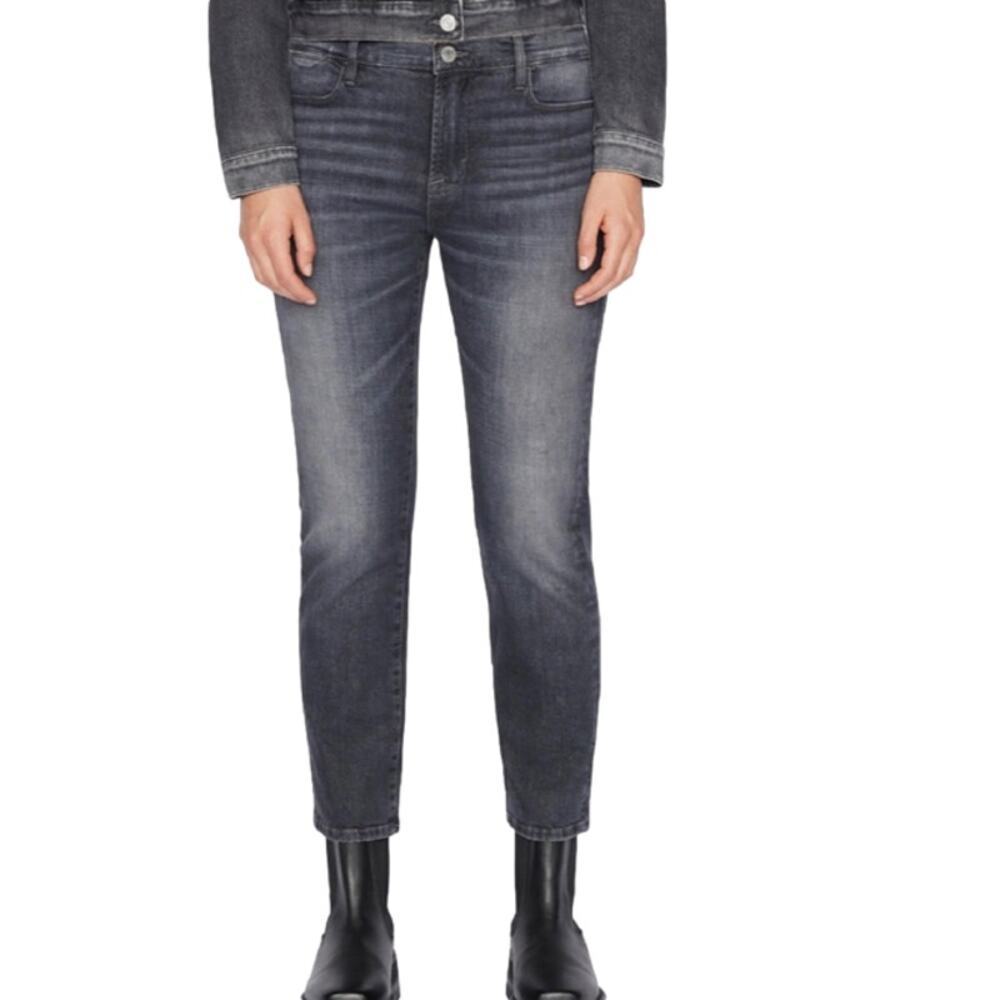 Frame Le High Straight Jeans Size‎ 32 High Rise Black Oak Stretch Denim